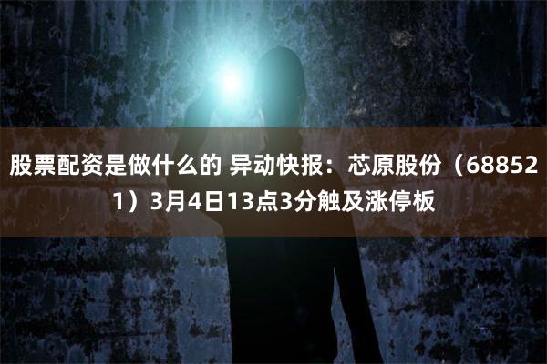 股票配资是做什么的 异动快报：芯原股份（688521）3月4日13点3分触及涨停板
