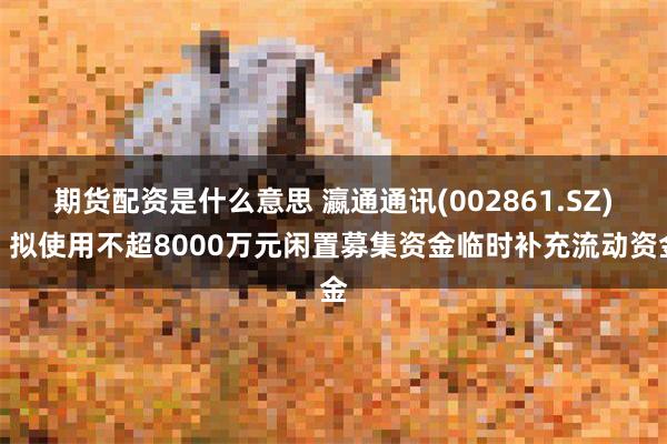 期货配资是什么意思 瀛通通讯(002861.SZ)：拟使用不超8000万元闲置募集资金临时补充流动资金