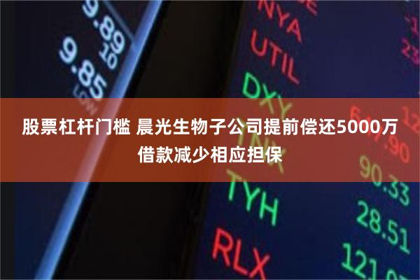 股票杠杆门槛 晨光生物子公司提前偿还5000万借款减少相应担保