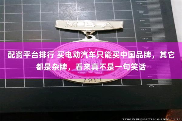 配资平台排行 买电动汽车只能买中国品牌，其它都是杂牌，看来真不是一句笑话