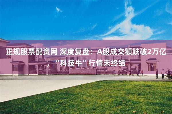 正规股票配资网 深度复盘：A股成交额跌破2万亿，“科技牛”行情未终结