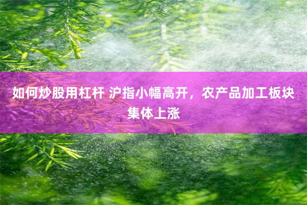 如何炒股用杠杆 沪指小幅高开，农产品加工板块集体上涨