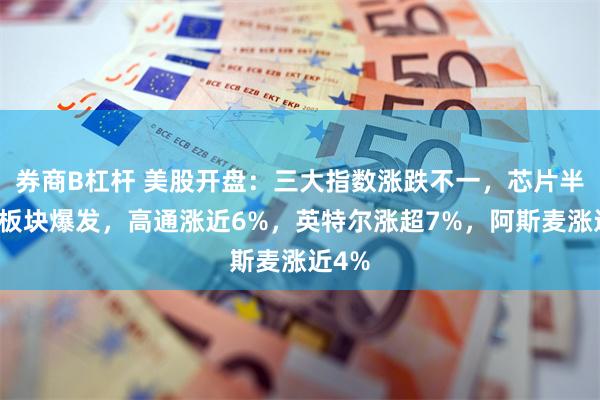 券商B杠杆 美股开盘：三大指数涨跌不一，芯片半导体板块爆发，高通涨近6%，英特尔涨超7%，阿斯麦涨近4%