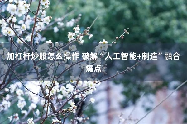 加杠杆炒股怎么操作 破解“人工智能+制造”融合痛点