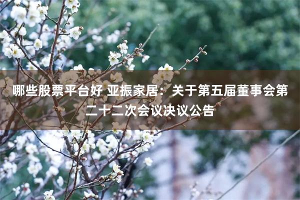 哪些股票平台好 亚振家居：关于第五届董事会第二十二次会议决议公告