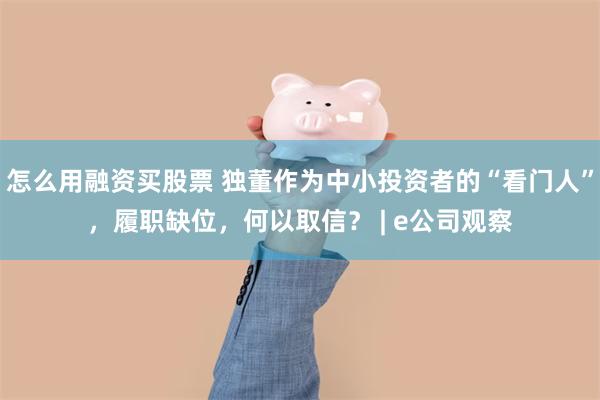 怎么用融资买股票 独董作为中小投资者的“看门人”，履职缺位，何以取信？ | e公司观察